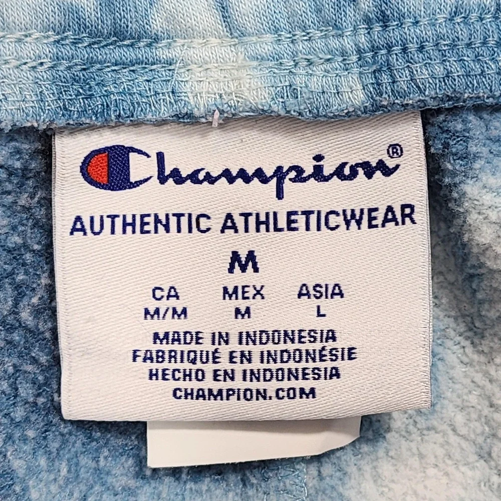Champion‎ Shorts Mens M Blue Tie Dye Fleece Elastic Waist Lounge Athletic Casual